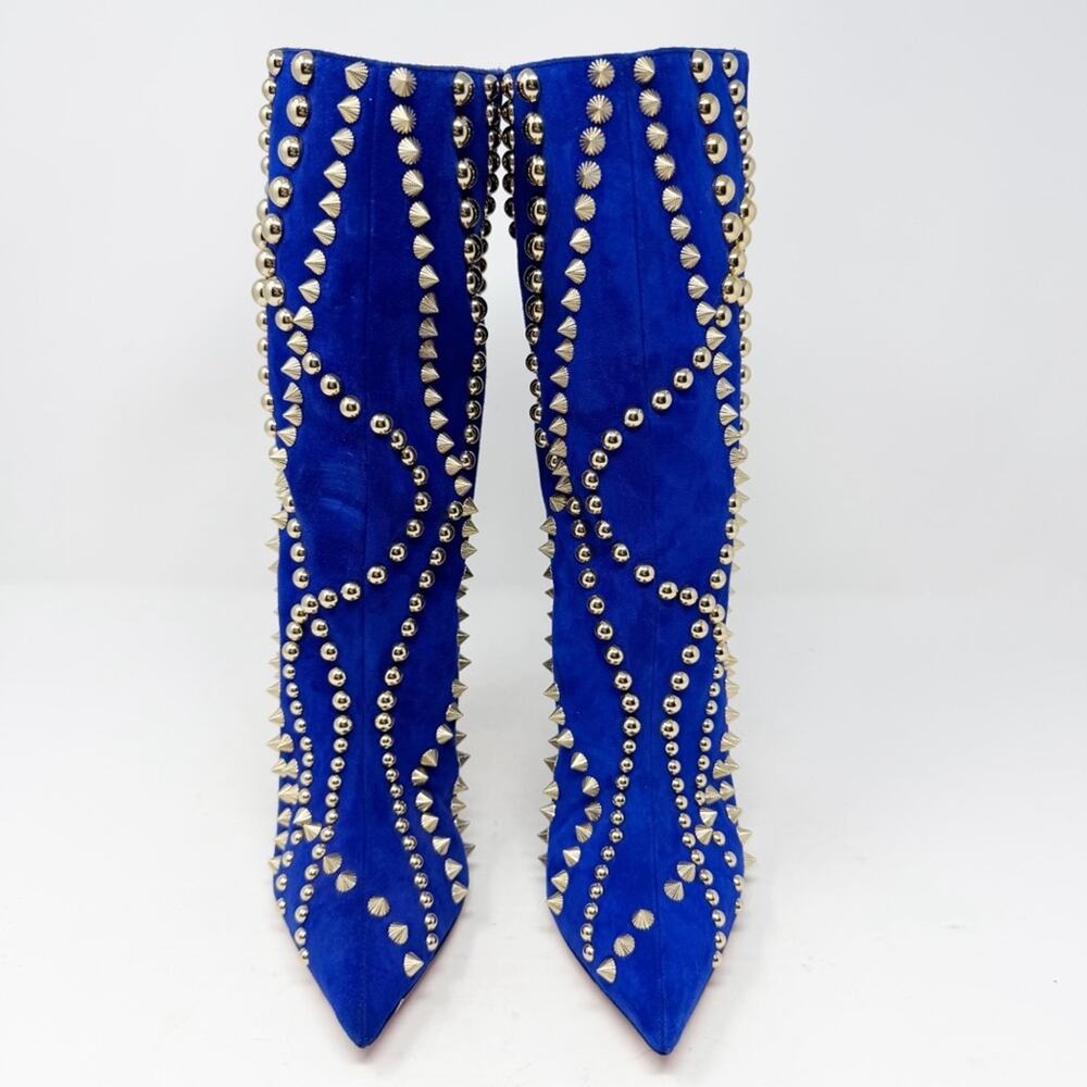 Christian Louboutin Astrilarge Booty Pika Studded Spike Suede Boots Size EU 37 - Picture 3 of 13